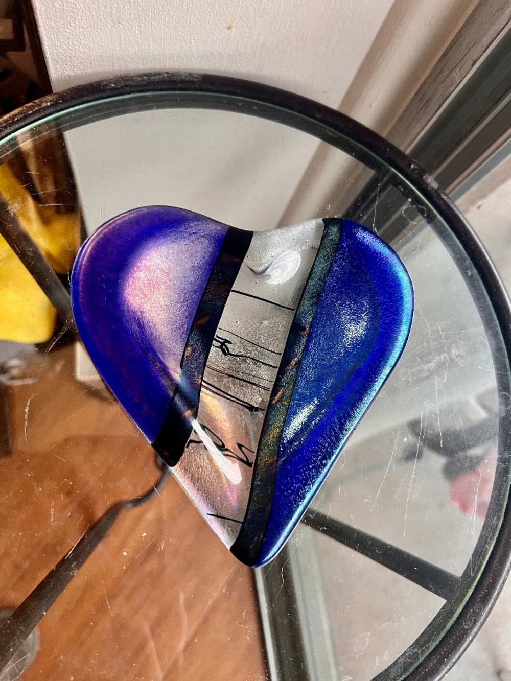 Blue Iridescent Elegant Heart with Prismatic jewelry holder